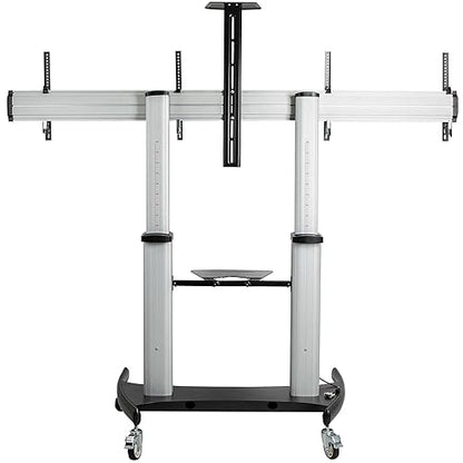 StarTech.com Dual TV Cart for 37-60in VESA TVs up to 110lb/50kg Each - Height Adjustable TV Mount, Mobile Display Cart w/Equipment Shelves - Rolling TV Cart on Wheels - Rolling TV Stand (STNDMTVDUO) Dual TV 37-60