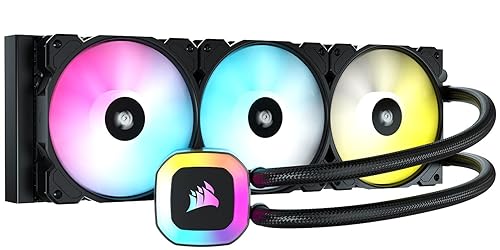 Corsair H150 RGB Liquid CPU Cooler - 360mm AIO - SP120 RGB Elite Fans - Fits Intel LGA 1200/115X/2066, AMD AM4 - Motherboard ARGB Adapter Included - Black
