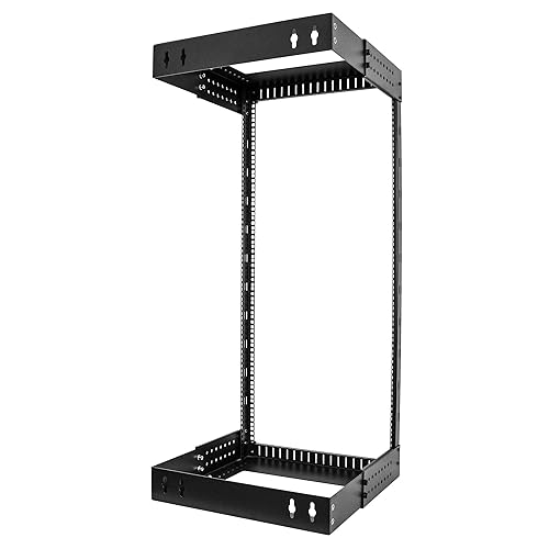 StarTech.com 2-Post 24U Heavy-Duty Wall Mount Network Rack, 19 Open Frame Server Rack with Adjustable Depth, Wall Mount Data Rack for IT / AV / Patch Panel / Computer Equipment (RACK-24U-20-WALL-OA)