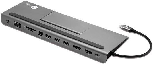 SIIG USB C MST Triple Monitor Docking Station for Windows Thunderbolt 3 Compatible [Single 4k, Dual 1080p, Triple 720p] 100W PD - HDMI/VGA/DP, Gigabit Ethernet, SD/TF, USB 3.0 and Audio JU-DK0E11-S1
