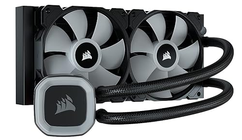 Corsair H100 RGB Liquid CPU Cooler - 240mm AIO - SP120 RGB Elite Fans - Fits Intel LGA 1200/115X/2066, AMD AM4 - Motherboard ARGB Adapter Included - Black