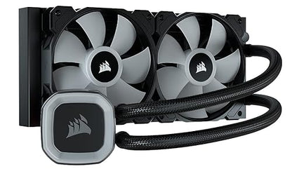 Corsair H100 RGB Liquid CPU Cooler - 240mm AIO - SP120 RGB Elite Fans - Fits Intel LGA 1200/115X/2066, AMD AM4 - Motherboard ARGB Adapter Included - Black