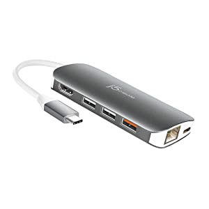 Jcreate j5create USB-C 9-in-1 Multi Adapter Multi Adapter HDMI/Ethernet/USB 3.1, SD and MicroSD/PD 3.0 | 4K HDMI for MacBook | ChromeBook |USB-C Devices (JCD383)