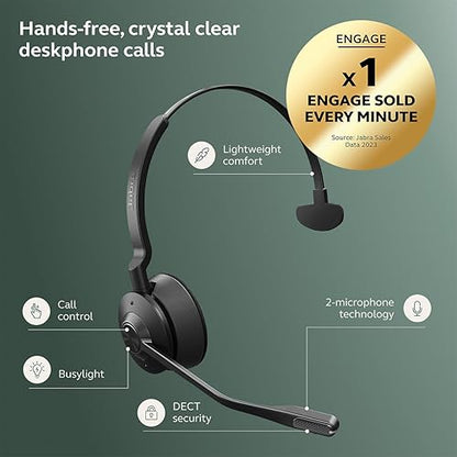 Jabra Engage 45 SE (Second Edition) Wireless Single-Ear Headphones - Bluetooth, Noise-Canceling Microphone, 13 hour Battery Life, Dual Connectivity, MS Teams Certified, Supports Other Platforms, Black