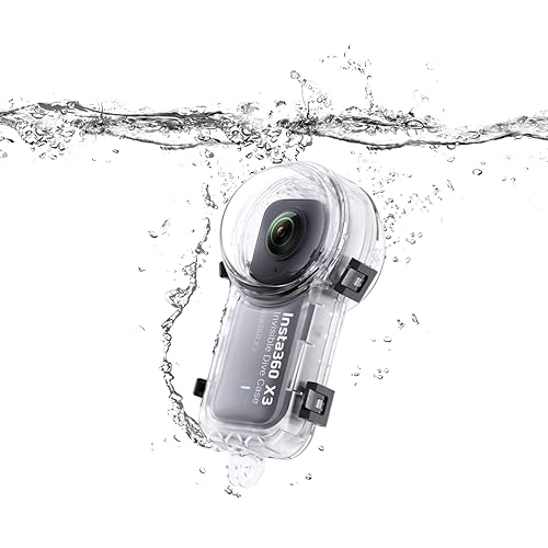 Insta360 X3 Black Underwater Camera Case, Polycarbonate (PC) & Acrylonitrile Butadiene Styrene (ABS), Waterproof to 50m, 131g, 3.3" x 3.3" x 6.1", Underwater Camera Mount