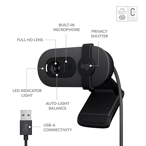 Logitech 960001580 Brio 100 1080p Full HD Webcam (Graphite)