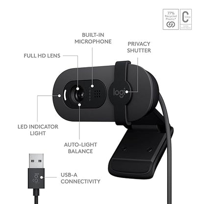 Logitech 960001580 Brio 100 1080p Full HD Webcam (Graphite)