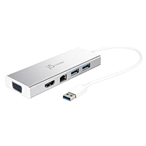 J5 create j5create USB 3.0 Hub with HDMI, VGA, RJ45 Gigabit Ethernet, 2 USB 3.1 Type-A Ports - High Speed Data Transfer Adapter for Mac, Windows, Desktop PC - Supports Up to 2K Resolution