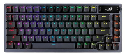 ASUS ROG Azoth 75 Wireless DIY Custom Gaming Keyboard, OLED display, Gasket-Mount, Three-Layer Dampening, Hot-Swappable Pre-lubed ROG NX Snow Switches & Keyboard Stabilizers, PBT Keycaps, RGB