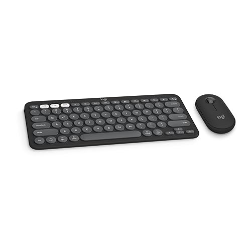 Logitech Pebble 2 Combo for Mac, Wireless Keyboard and Mouse, Slim, Quiet and Portable, Customizable, Bluetooth Mouse and Keyboard, Easy-Switch, for macOS, iPadOS - Tonal Graphite Graphite Combo