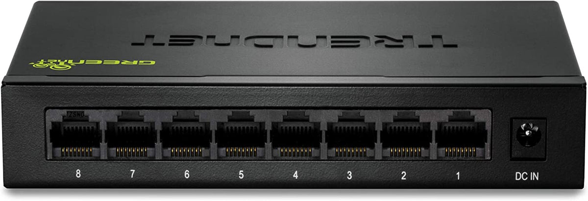 TRENDnet 8-Port Gigabit GREENnet Switch, Ethernet Network Switch, 8 x 10-100-1000 Mbps Gigabit Ethernet Ports, 16 Gbps Switching Capacity, Metal, Lifetime Protection, Black, TEG-S82G 8-Port Unmanaged