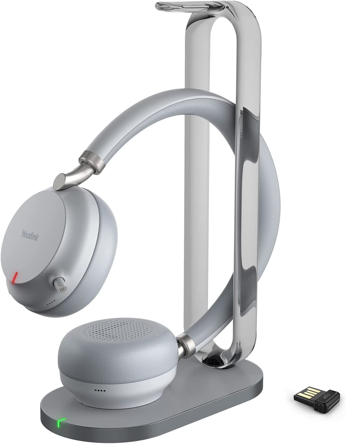 Yealink BH72 Wireless Headset with Charge Stand, Teams/Zoom Certified, Bluetooth Headset with Microphone, Stereo, Retractable Hidden Microphone Arm for Telephone Computer Gray Teams Version