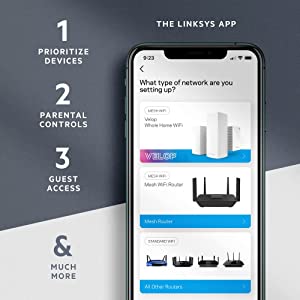 Linksys Velop WiFi 6 Router Home WiFi Mesh System, Tri-Band, 8,100 Sq. ft Coverage, 120+ Devices, Speeds up to (AX4200) 4.2Gbps - MX12600-CA… 8100 ft | 100+ Devices | 4.2Gbps WIFI 6