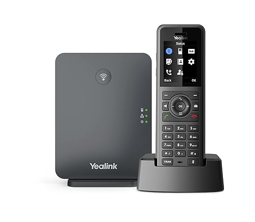 Yealink W77P IP Phone - Cordless - Corded - DECT, Bluetooth - Desktop, Wall Mountable - Black, Classic Gray