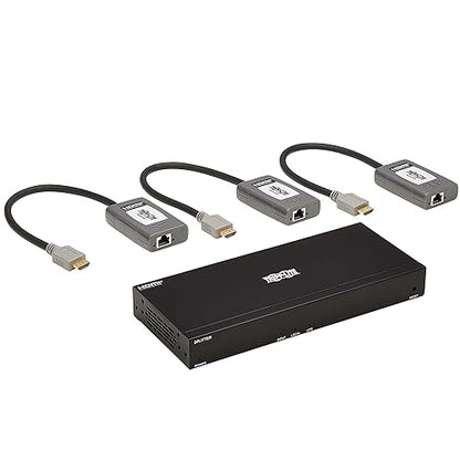 Tripp Lite 4-Port HDMI Over Ethernet Cat6 Extender Kit, Splitter/3x Pigtail Receivers - Up to 230 feet or 70.1 Meters - 4K 60Hz Video, HDR, 4:4:4, TAA Compliant (B127A-004-BHPH3)