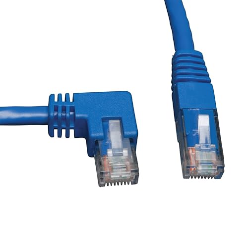 Tripp Lite N204-010-BL-LA Cat6 Gigabit Left Angle to Straight Patch Cable (10-Feet, Blue) 10 feet Left Angle Side