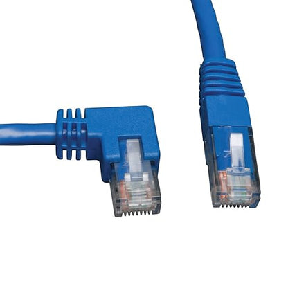 Tripp Lite N204-010-BL-LA Cat6 Gigabit Left Angle to Straight Patch Cable (10-Feet, Blue) 10 feet Left Angle Side