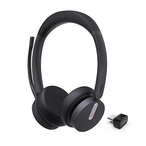 Yealink BH70 Dual Wireless Headset with Mic for Work, Bluetooth Headphone with Teams Certification, up to 35h Talk Time, 147g All-Day Wearing Comfort, Perfect for Open Office Home Hybrid Work, USB-C Black BH70 Teams USB-C