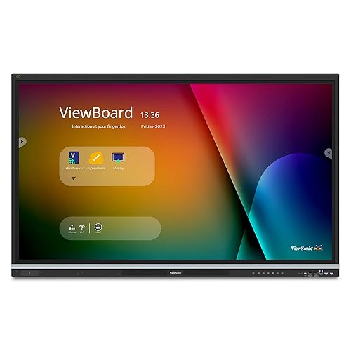 ViewSonic IFP5551 55 Inch 4K ViewBoard Interactive Smart Board with Integrated Education Software, Android 14, Google EDLA, 50-Point Touch, Built-in Microphone, HDMI, VGA, USB Hub, and USB C Inputs 55-Inch