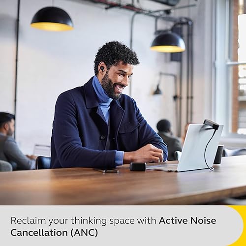 Jabra Evolve2 True Wireless in-Ear Bluetooth Earbuds with Wireless Charging Pad - Active Noise Cancellation, MultiSensor Voice Technology - MS Teams Certified, Works with All Other Platforms - Black USB-C MS Teams