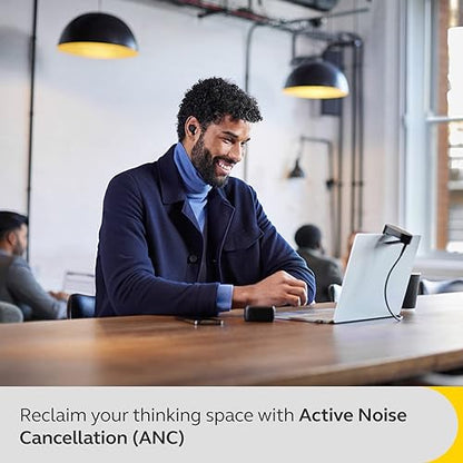 Jabra Evolve2 True Wireless in-Ear Bluetooth Earbuds with Wireless Charging Pad - Active Noise Cancellation, MultiSensor Voice Technology - MS Teams Certified, Works with All Other Platforms - Black USB-C MS Teams
