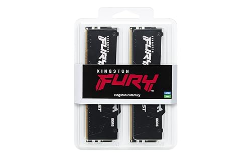 Kingston Fury Beast RGB 32GB 6000MT/s DDR5 CL40 DIMM Desktop Memory (Kit of 2) Single Module | Intel XMP 3.0 | Infrared Sync Technology | Overclocking Stability | KF560C40BBAK2-32