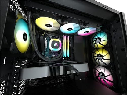 Corsair H150 RGB Liquid CPU Cooler - 360mm AIO - SP120 RGB Elite Fans - Fits Intel LGA 1200/115X/2066, AMD AM4 - Motherboard ARGB Adapter Included - Black