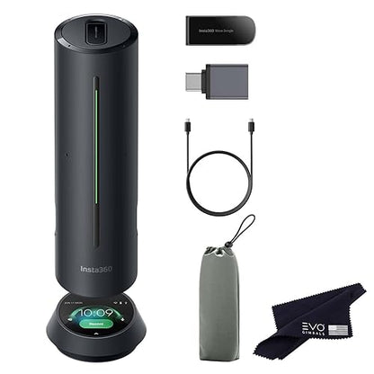 Insta360 Wave - Professional Speakerphone with AI Recording Suite,Voice Recorder, 8 Noise-Canceling Mics w/Beamforming, AI Transcript & Summary, 99 Languages, 32GB, Meetings, Podcasts, Livestreams