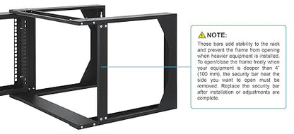 Intellinet 6U 19" 2 Post Open Frame Server Wall Mount Rack - 180 Degree Gate Swing, Flatpacked, Antistatic Powder Coated Steel – for IT Network Equipment & AV Devices – 3 Yr Mfg Warranty – 716178 6U 2 Post - Flatpacked