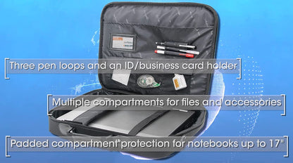 Manhattan 17 Inch Laptop Briefcase Shoulder Bag, Ultra-Lightweight &amp; Padded Compartments, for Carrying Laptop, Notebook, Macbook, Tablet, Black, 3 Yr Mfg Warranty - 421560