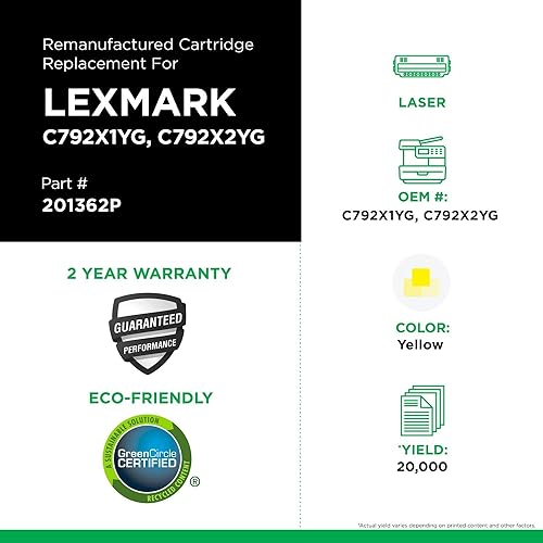 Remanufactured High Yield Toner Cartridge Replacement for Lexmark C792 | Yellow