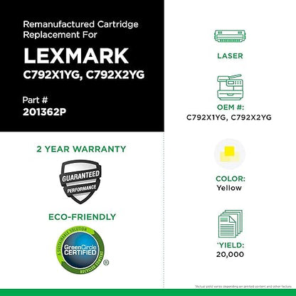 Remanufactured High Yield Toner Cartridge Replacement for Lexmark C792 | Yellow