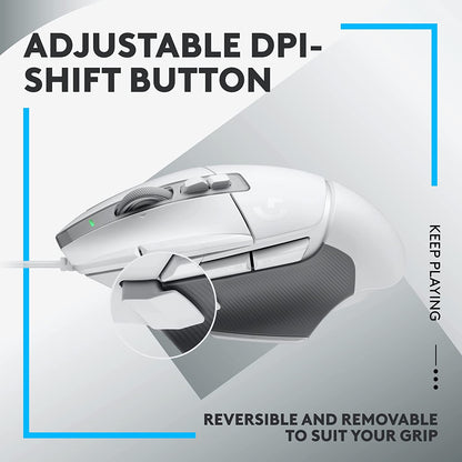 Logitech G502 X Wired Gaming Mouse - LIGHTFORCE hybrid optical-mechanical primary switches, HERO 25K gaming sensor, compatible with PC - macOS/Windows - White White Wired Non-RGB