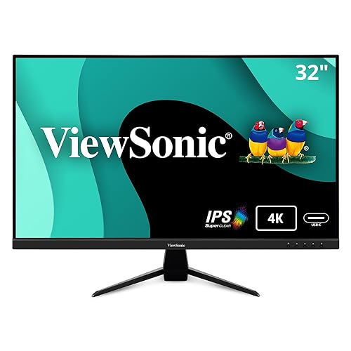 ViewSonic VX3267U-4K 4K UHD 32 Inch IPS Monitor with 65W USB C, HDR10 Content Support, Ultra-Thin Bezels, Eye Care, HDMI, and DP Input, Black 32-Inch 4K