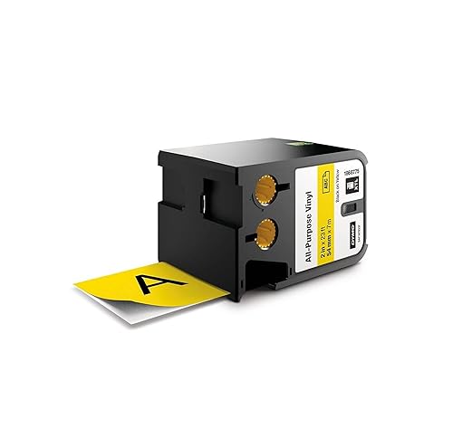 DYMO XTL All-Purpose Vinyl Labels, 1/2" x 23', Black on Clear Black on Yellow 2" (54MM)