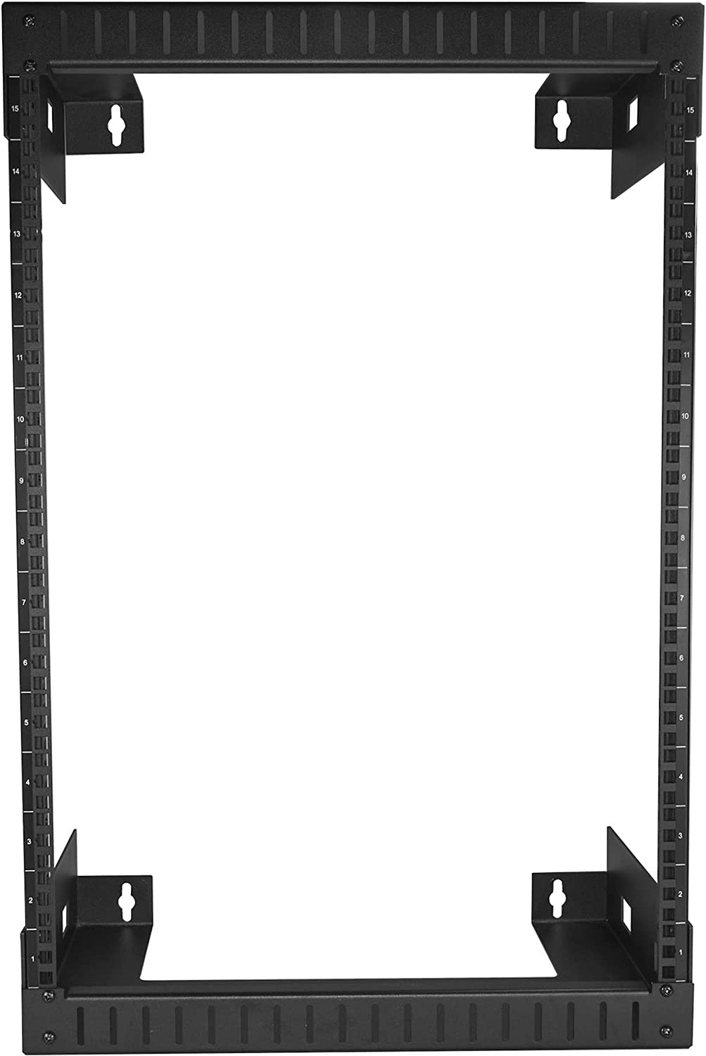 StarTech.com 15U 19" Wall Mount Network Rack - 12" Deep 2 Post Open Frame Server Room Rack for Data/AV/IT/Computer Equipment/Patch Panel with Cage Nuts &amp; Screws 200lb Capacity, Black (RK15WALLO) 15U Rack