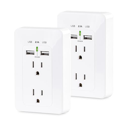 CyberPower MP18HO007 Power Wall Tap, 2 Outlets, 2 USB Charge Ports, 2-Pack (2 Pack) 2 Outlets and 2 USB Charge Ports Surge Protector