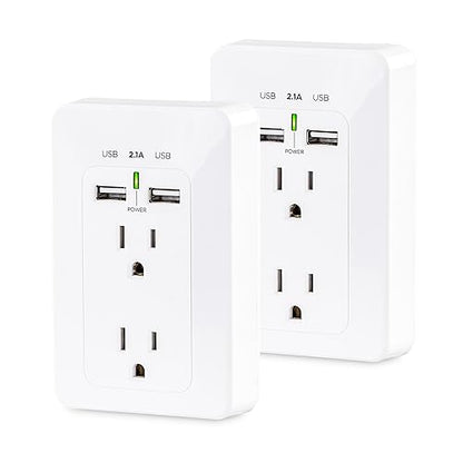 CyberPower MP18HO007 Power Wall Tap, 2 Outlets, 2 USB Charge Ports, 2-Pack (2 Pack) 2 Outlets and 2 USB Charge Ports Surge Protector