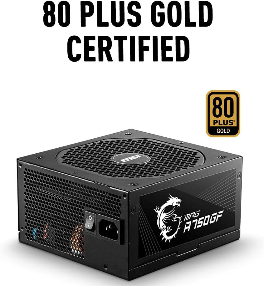MSI MPG Series A750GF Power Supply (PSU): 750 Watt, Full Modular, 80 PLUS Gold Certified, 10 Year Warranty 750 W 750 W
