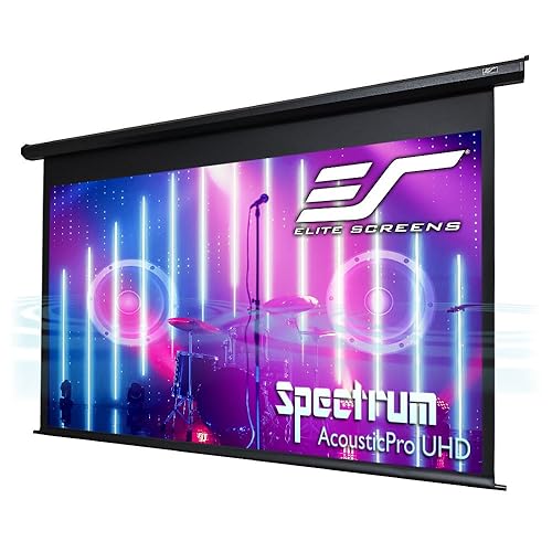 Elite Screens Spectrum AcousticPro UHD 100" Diag. 16:9, Moiré-Free Electric Motorized Sound Transparent Perforated Weave 4K Ready Drop Down Projector Screen ELECTRIC100H2-AUHD