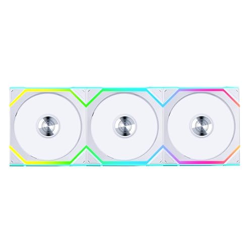 Lian Li UNI Fan SL-Wireless 120 - Triple Pack - Performance ARGB Fan with Wireless Connector, Daisy-Chain Design, Customizable Lighting Effects, Low-Noise - White (12SL1W3W)