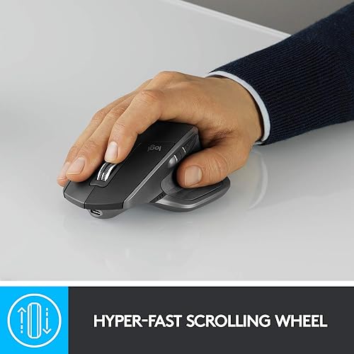 Logitech MX Master 2S Bluetooth Edition Wireless Mouse, Multi-Surface, Hyper-Fast Scrolling, Ergonomic, Rechargeable, Connects Up to 3 Mac/PC Computers - Graphite 2022 Model