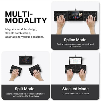 Touchscreen Keyboard with Stream Deck, Split Ergonomic Keyboard+8 Mini Screen Monitor, bluetooth, Macro keys trigger actions in apps and software like OBS, Twitch, YouTube and more, works with Mac/PC