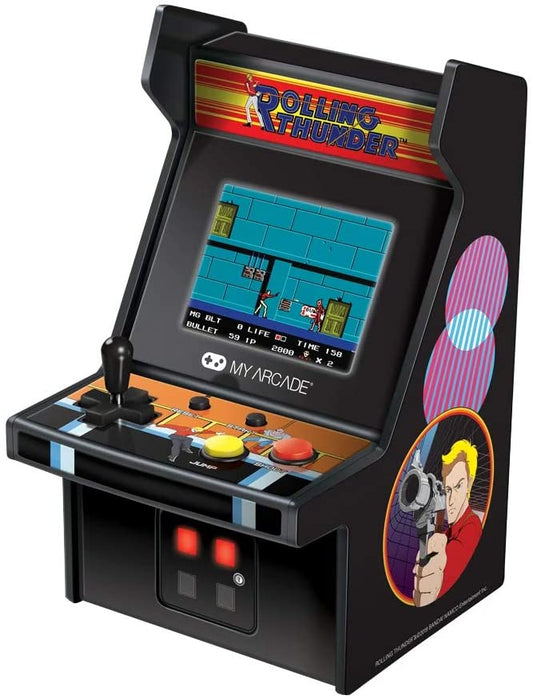 My Arcade Micro Player Mini Arcade Machine: Rolling Thunder Video Game, Fully Playable, 6.75 Inch Collectible, Color Display, Speaker, Volume Buttons, Headphone Jack, Battery or Micro USB Powered