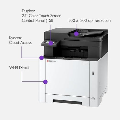 KYOCERA ECOSYS MA2101cwfx All-in-One Color Laser Printer (Print/Copy/Scan/Fax), 22 ppm, 1200 dpi, Wi-Fi Direct, 1GB Memory, 2.7 inch Color Touch Screen Control Panel
