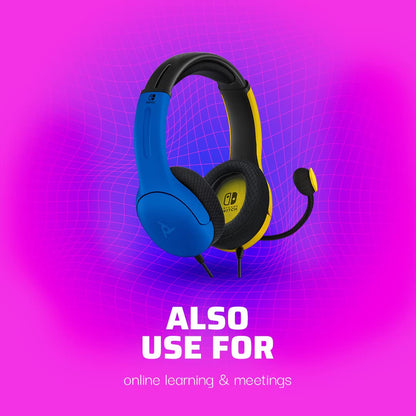 PDP Gaming LVL40 Stereo Headset with Mic for Nintendo Switch - PC, iPad, Mac, Laptop Compatible - Noise Cancelling Microphone, Lightweight, Soft Comfort On Ear Headphones, 3.5mm jack - Yellow &amp; Blue Yellow/Blue Headset
