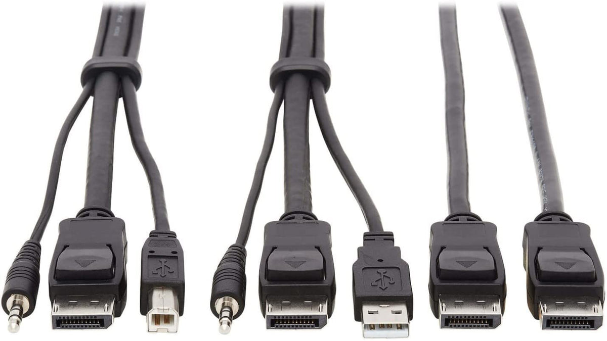 Tripp Lite Dual DisplayPort KVM Cable Kit 4K USB 3.5 mm Audio 3xM/6ft (P783-006-DP)