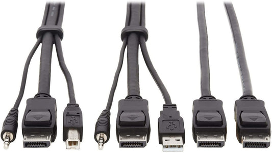 Tripp Lite Dual DisplayPort KVM Cable Kit 4K USB 3.5 mm Audio 3xM/6ft (P783-006-DP)