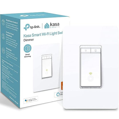 Kasa Smart Single Pole Dimmer Switch by TP-Link (HS220) -Dimmer Light Switch for LED Lights, Works with Alexa and Google Home, 1-Pack , White ( Packaging May Vary ) Smart Dimmer Switch Dimmer Switch