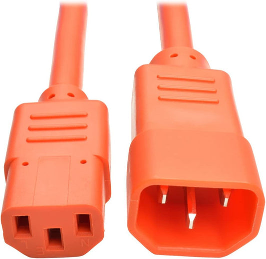 Tripp Lite 3 ft. Heavy Duty Power Extension Cord, C14 to C13, 15A, 14 AWG, Orange (P005-003-AOR) Orange 3 ft.